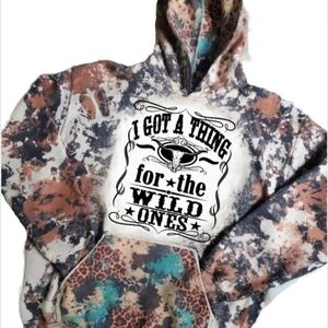 I Got A Thing For The Wild Ones Custom Cowhide Bleached Hoodie